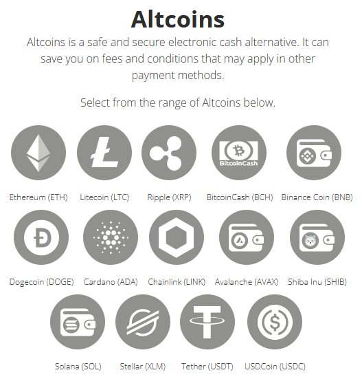 выбор альткоинов на бетонлайн