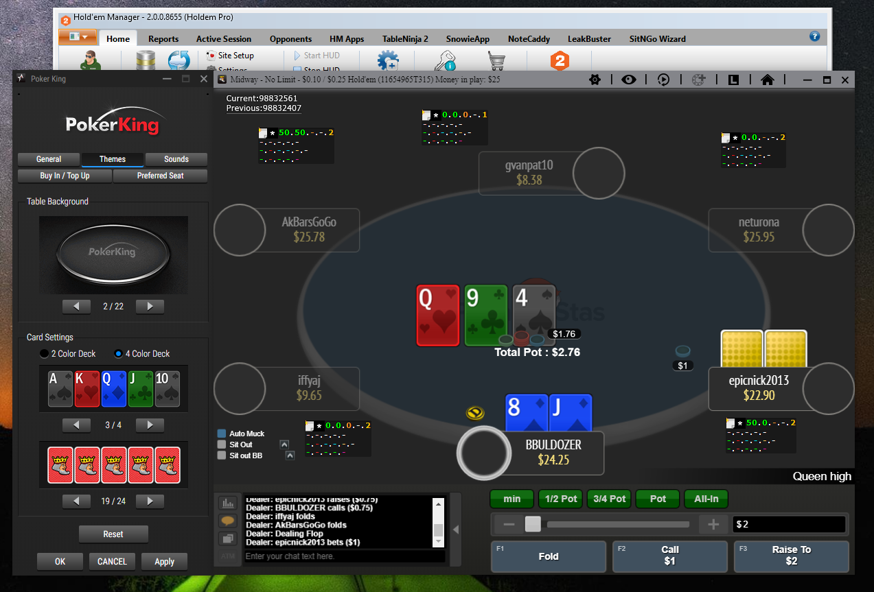 работа худ и лейаута на покеркинг 2