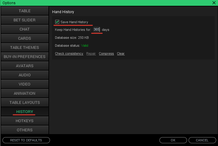 сохранение истории рук в покердом