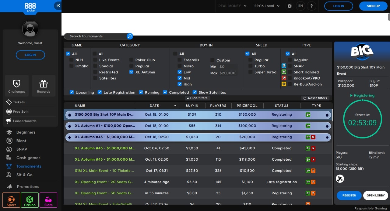 Сегодня на 888poker стартует рекордная серия XL Autumn с гарантией более $2,000,000 1