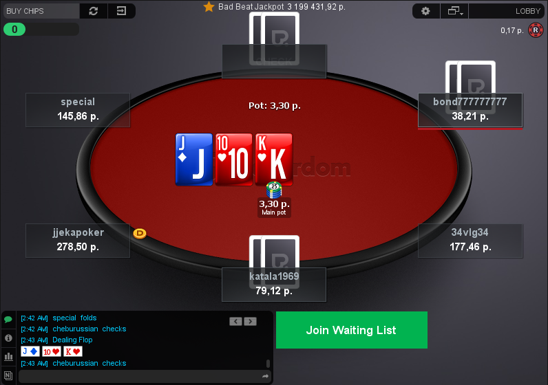 покердом вид стола