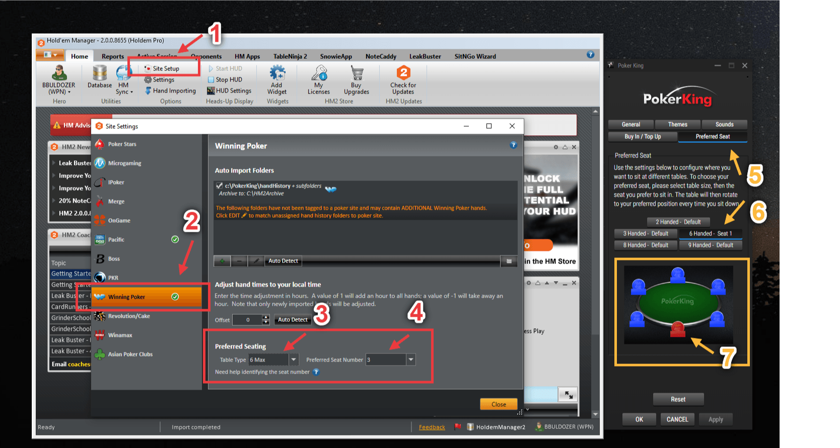 настройка любимого места в pokerking