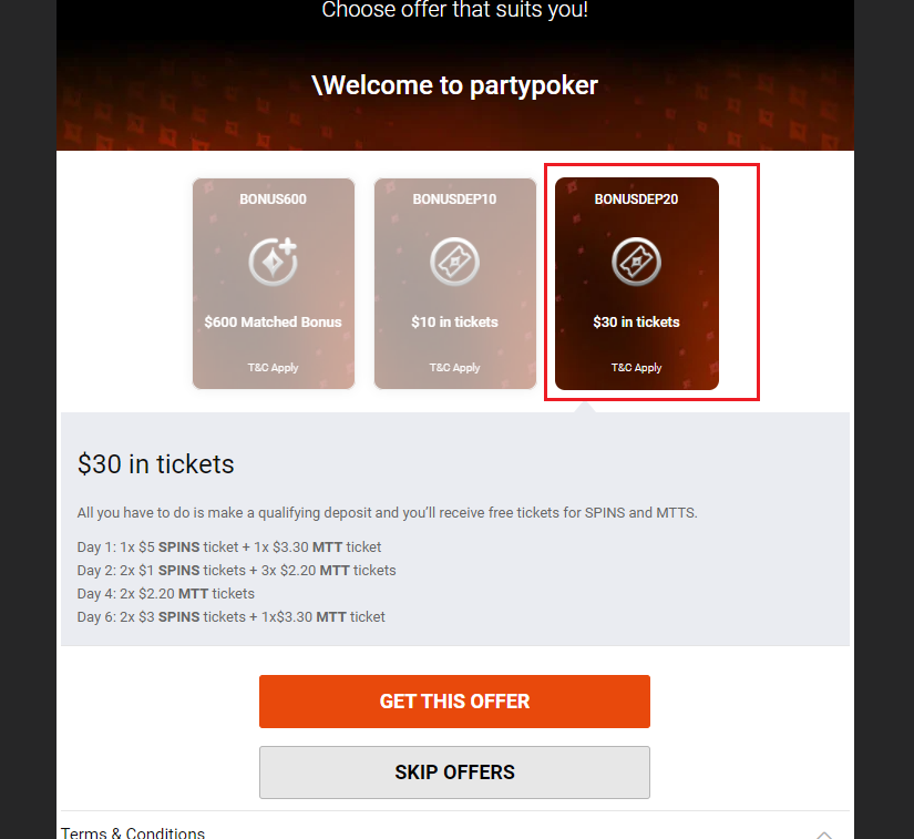 На partypoker доступен отыгрываемый бонус на депозит 100% до $600 4