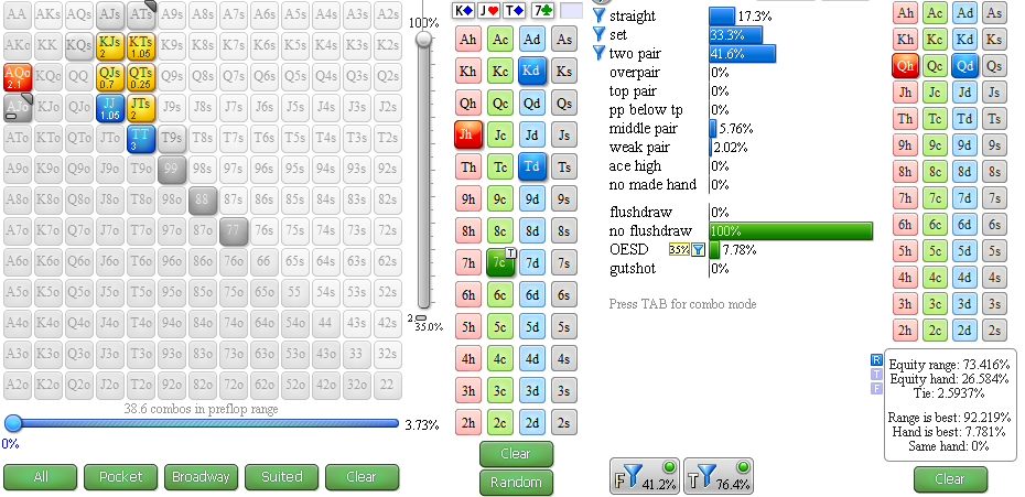 Игра с ОЕСД в 3-бет банке без позиции против лузового регуляра 4